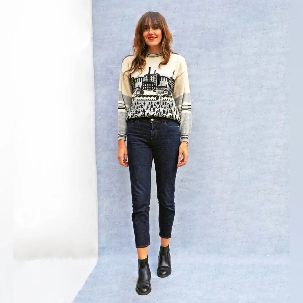 Vintage Westmorland Knit 100% Wool Sweater City Neutrals Crewneck Size Large *O - Picture 2 of 14